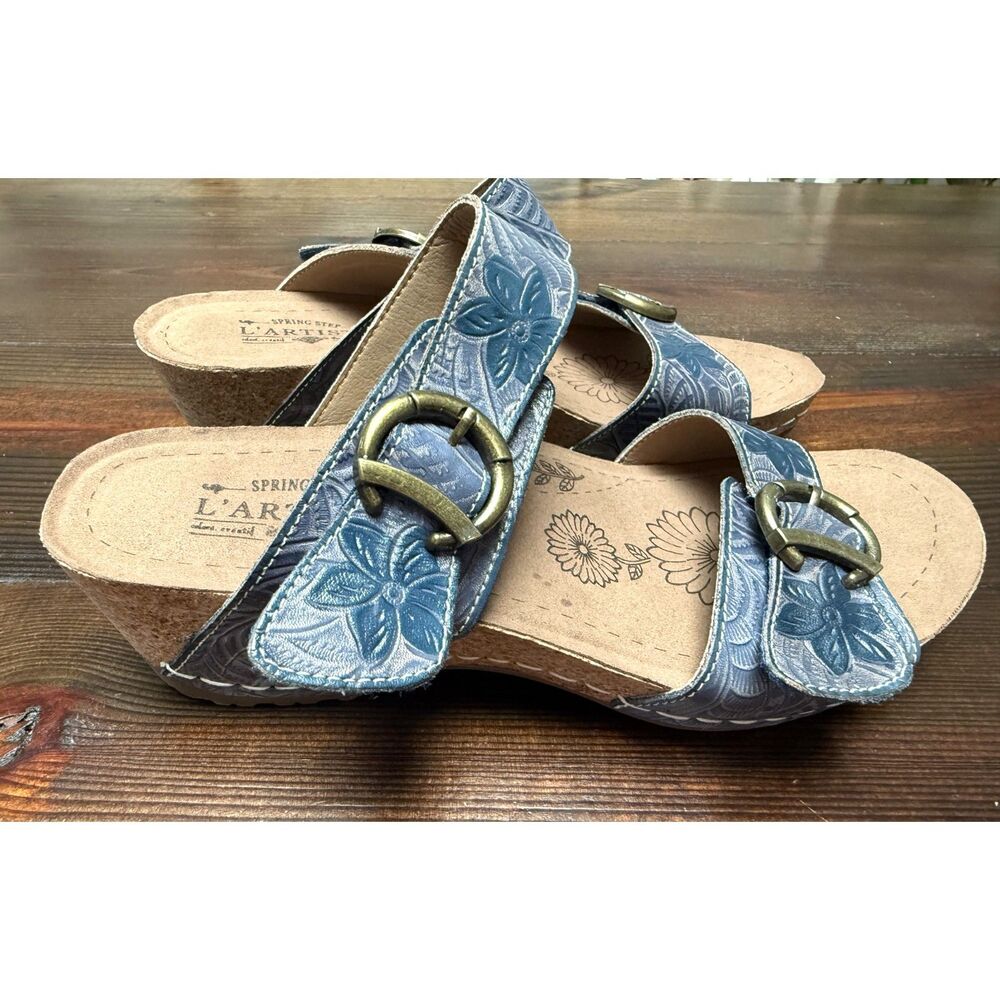 Spring Step L'ARTISTE THEBRASSRING SANDALS Navy Size 40/ 9